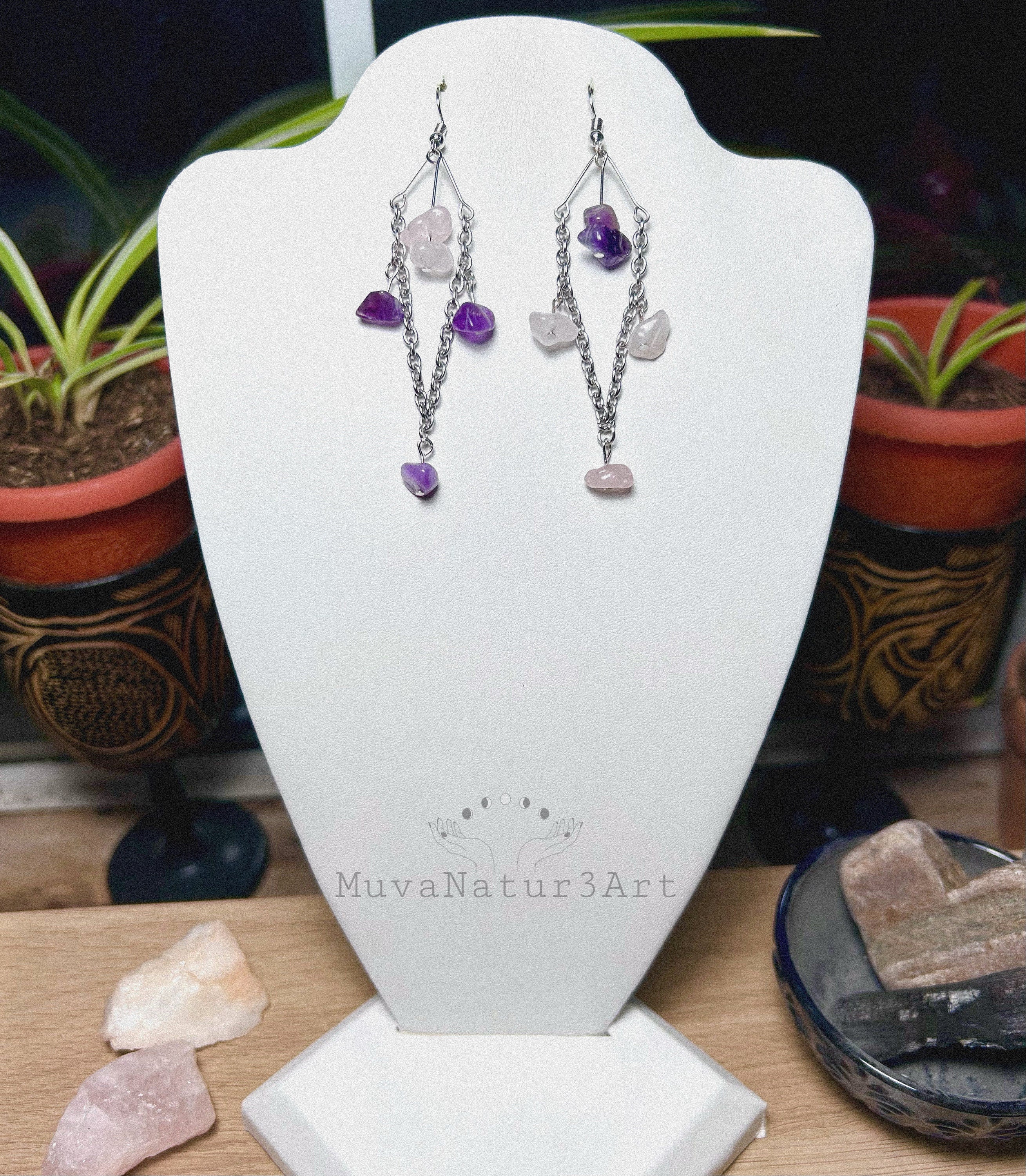 Purple Rose Drop Earrings